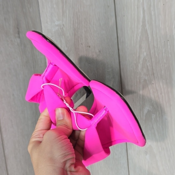 Good American Women "Like New" Thong Hot Pink Clear Wedge Sandals shoes sz 8 - Picture 5 of 10